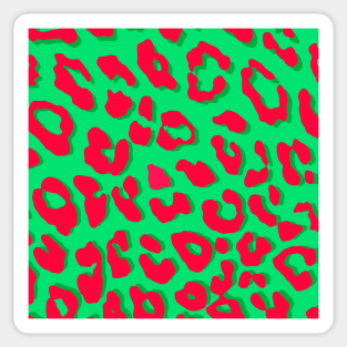 Leopard Print Red Green Sticker